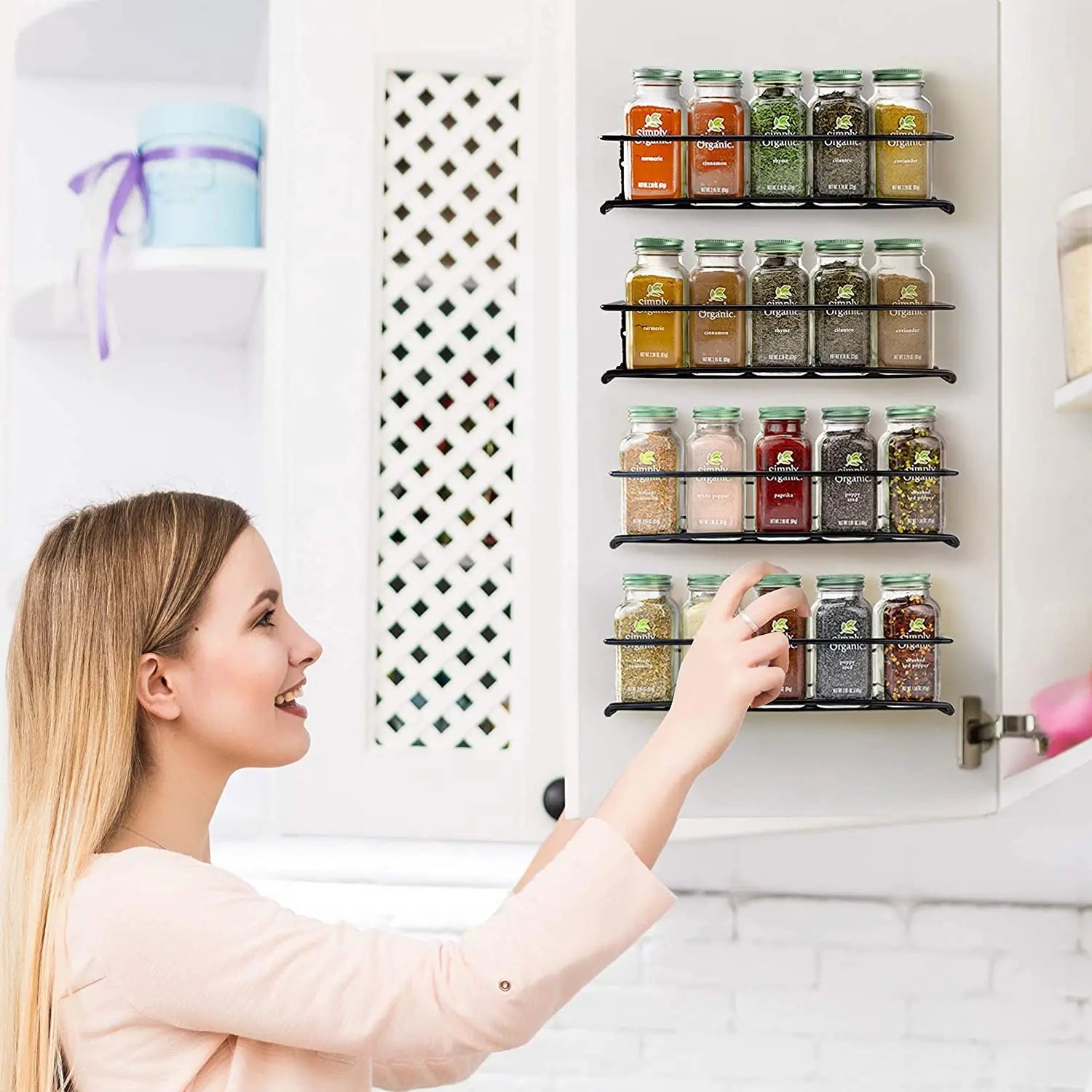 Wall-Mount Metal Spice Rack Organizer — Space-Saving, Drill or Adhesive