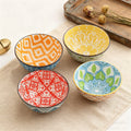 Bohemian Ceramic Bowl Set — 4 Pieces, Microwave & Dishwasher Safe