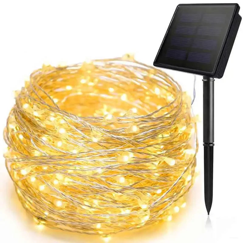 Solar Outdoor Fairy String Lights — Waterproof, Dimmable