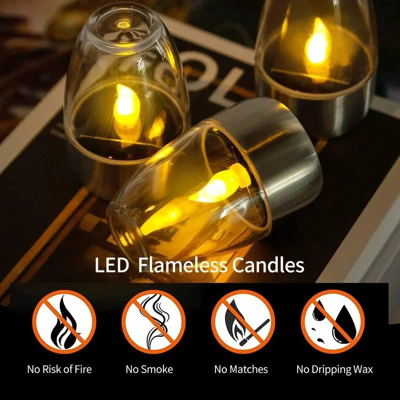 Solar Powered Flameless LED Candle Lamp — Outdoor Waterproof Night Light