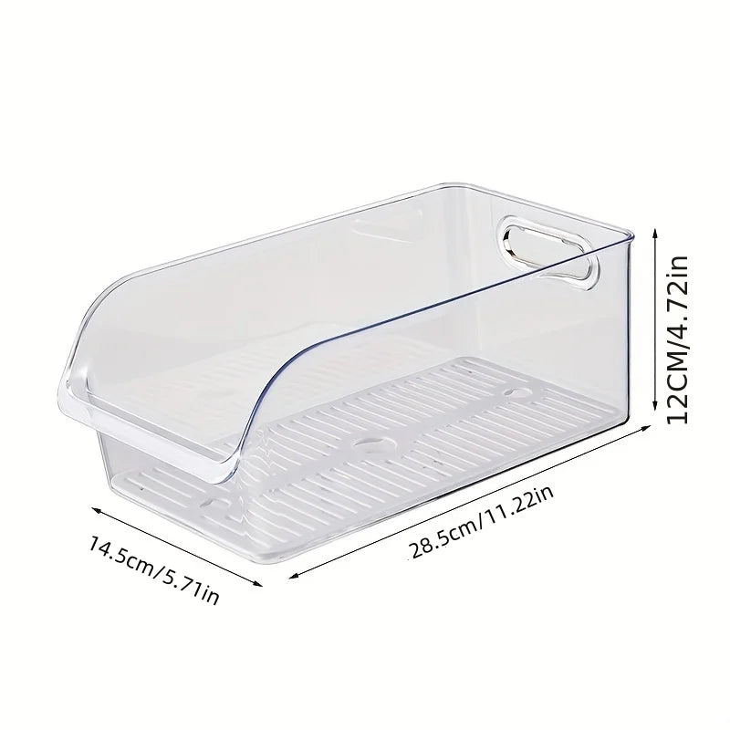 Fridge Drawer Storage Box with Handle — Multipurpose, Draining Design