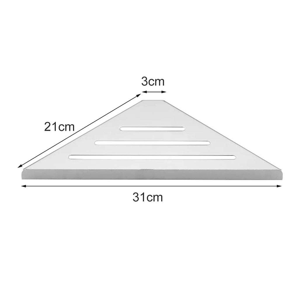 304 Stainless Steel Corner Shower Shelf — No-Drill, Double Tier, 31×21cm