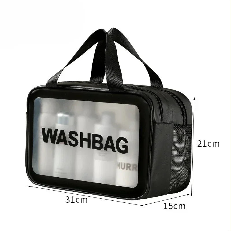 Dry-Wet Separation Toiletry Bag — Double-Layer PU Travel Cosmetic Pouch