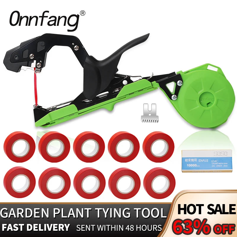 Onnfang Garden Hand Tying Machine – Lightweight Plant Tape Tool for Vegetables, Grapes & Tomatoes