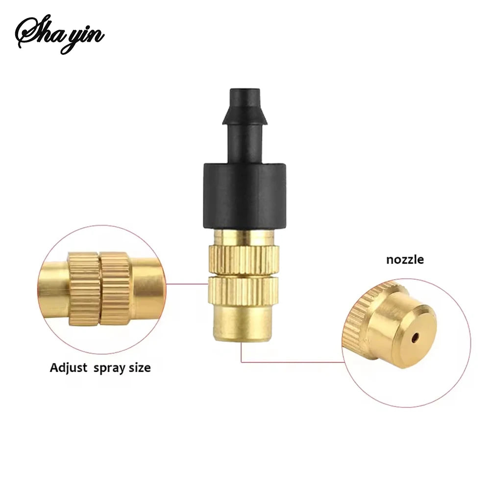 Adjustable Brass Micro Garden Sprinklers – 1/4" Atomizer Nozzles for Drip Irrigation (10 pcs)