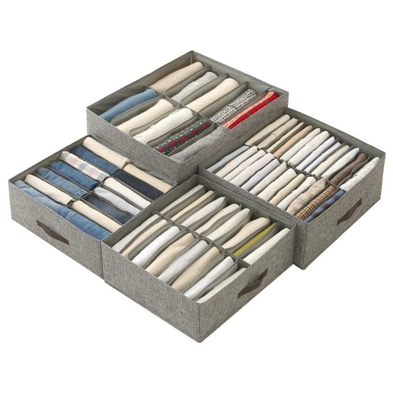 Foldable Clothing Storage Box with Double Compartments for Home And Dorm Drawer Organization
