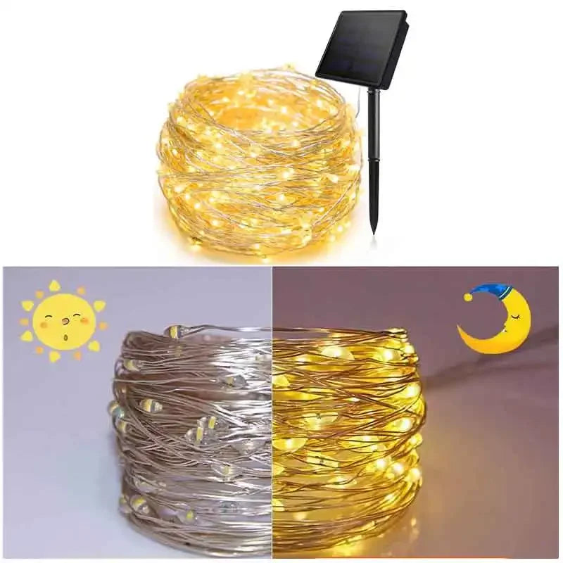 Solar Outdoor Fairy String Lights — Waterproof, Dimmable