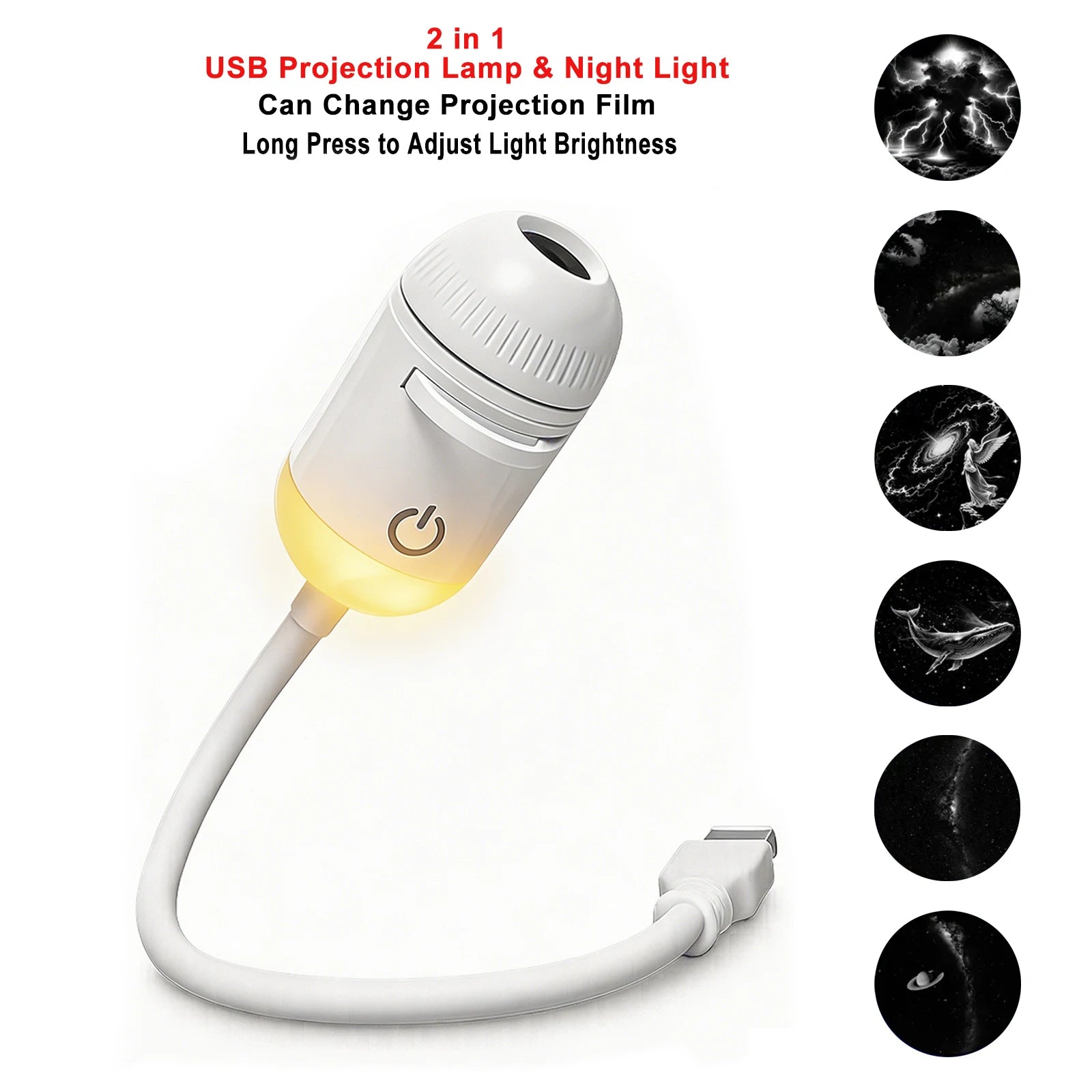 USB Star & Galaxy Projector Light — Car, Bedroom & Tent Atmosphere