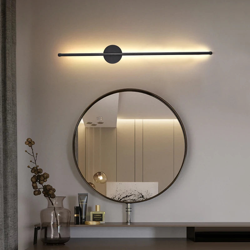 Minimalist Strip LED Wall Lamp — TV Wall & Bedroom, Black or Gold