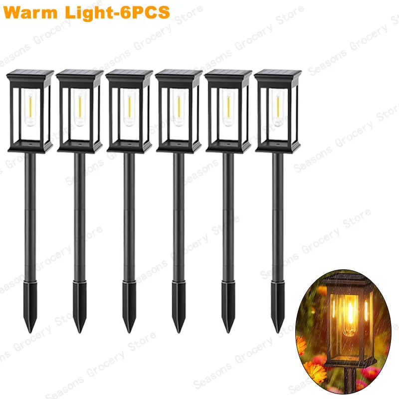 IP65 Waterproof Solar Garden Lights White Warm Light Outdoor Landscape Walkway Lighting Lawn Porch Patio Ambiance Lights