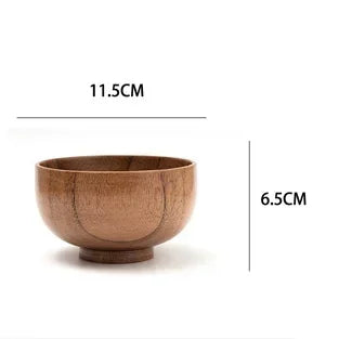 Japanese Style Jujube Wood Round Bowl — Soup, Rice & Children’s Tableware