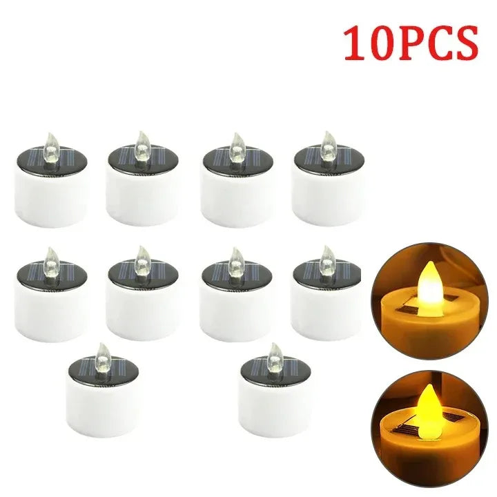 Solar Flameless LED Tea Light Candles – Waterproof Warm Flicker for Garden & Party (1–10 pcs)