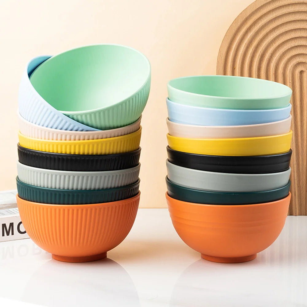 Nordic Wheat Straw Plastic Bowls — Shatter-Resistant, Set of 4