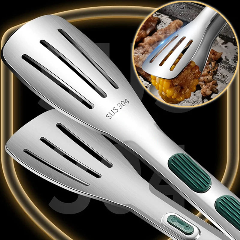 Stainless Steel Food Tongs — BBQ, Salad & Buffet, Non-Slip Grip