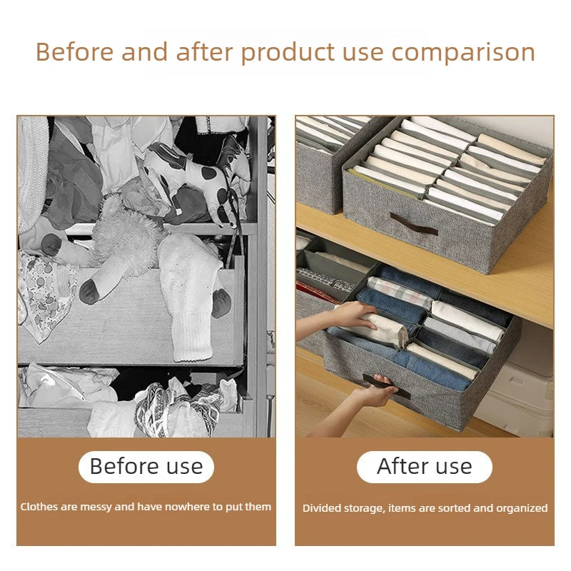 Foldable Clothing Storage Box with Double Compartments for Home And Dorm Drawer Organization