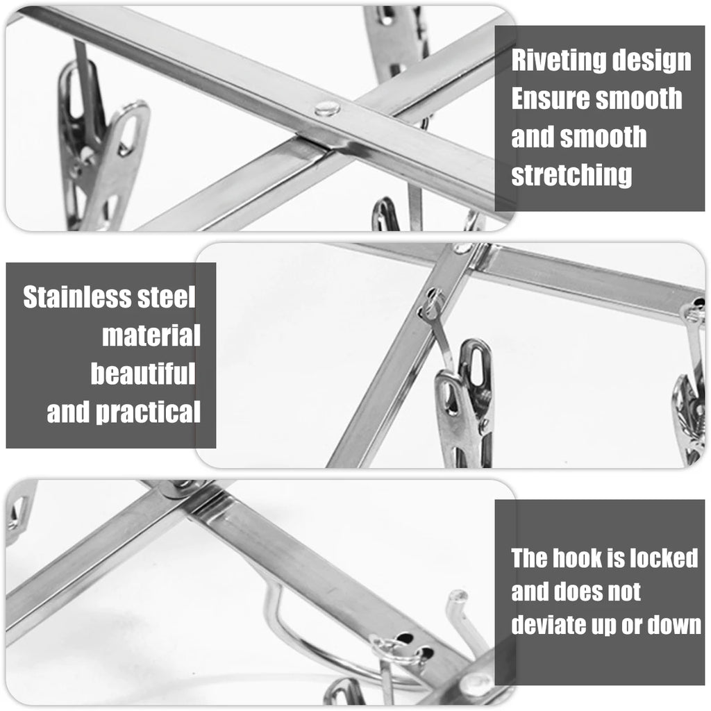 Foldable Stainless Steel Clip Drying Rack