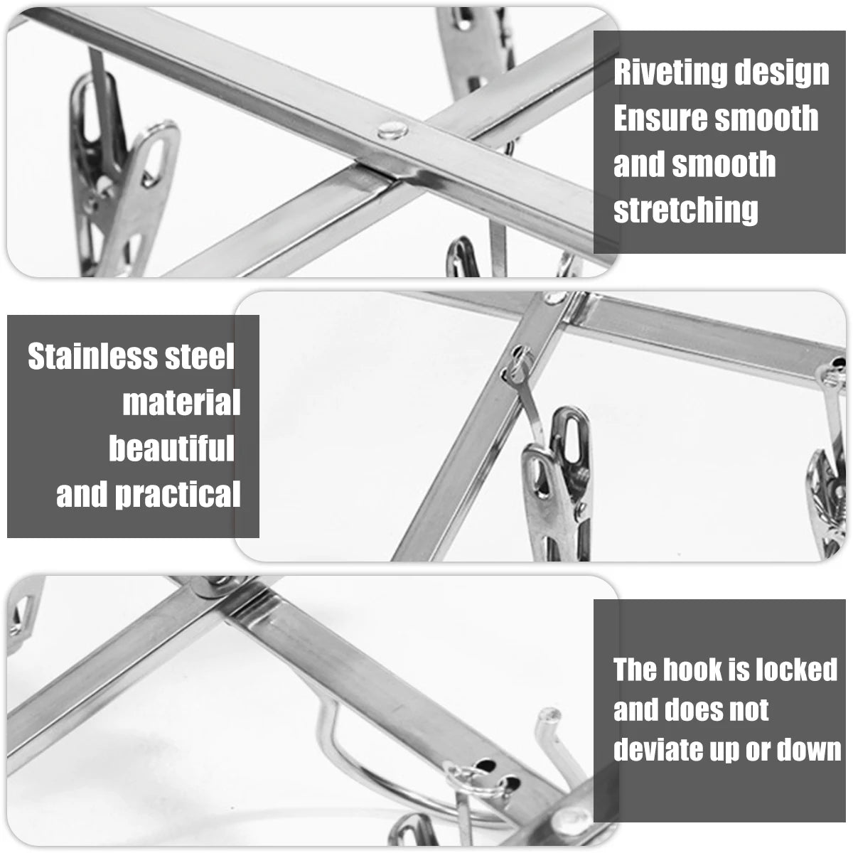 Foldable Stainless Steel Clip Drying Rack