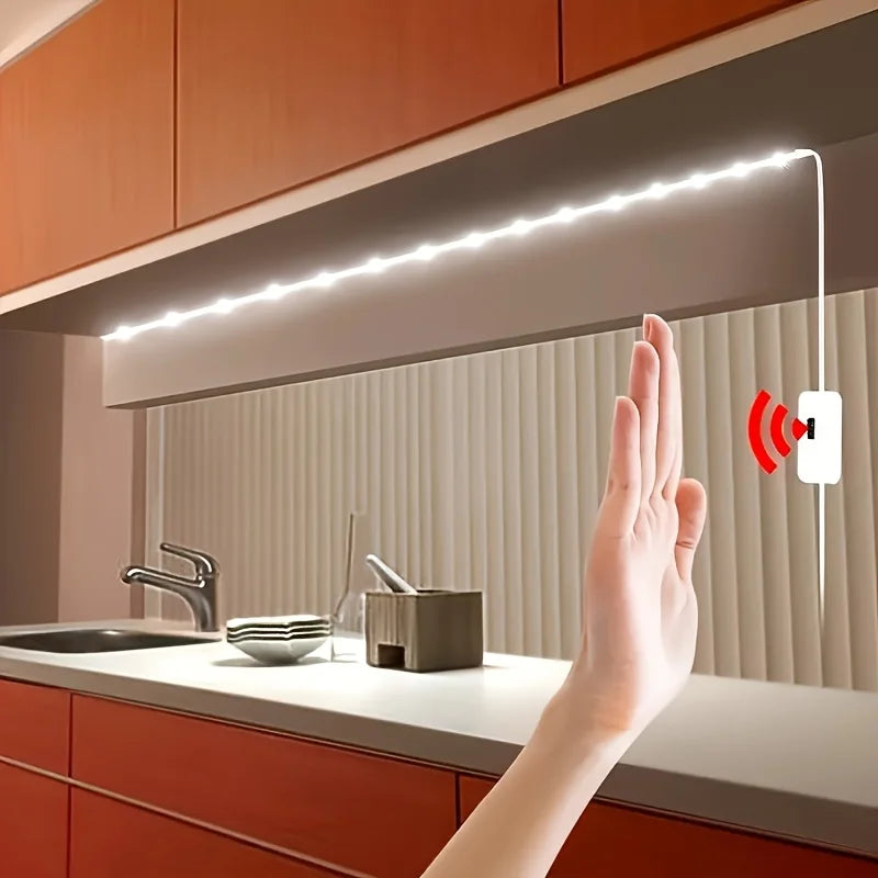Gesture-Activated LED Strip Light — USB, Dimmable, for Cabinets & TV Backlight
