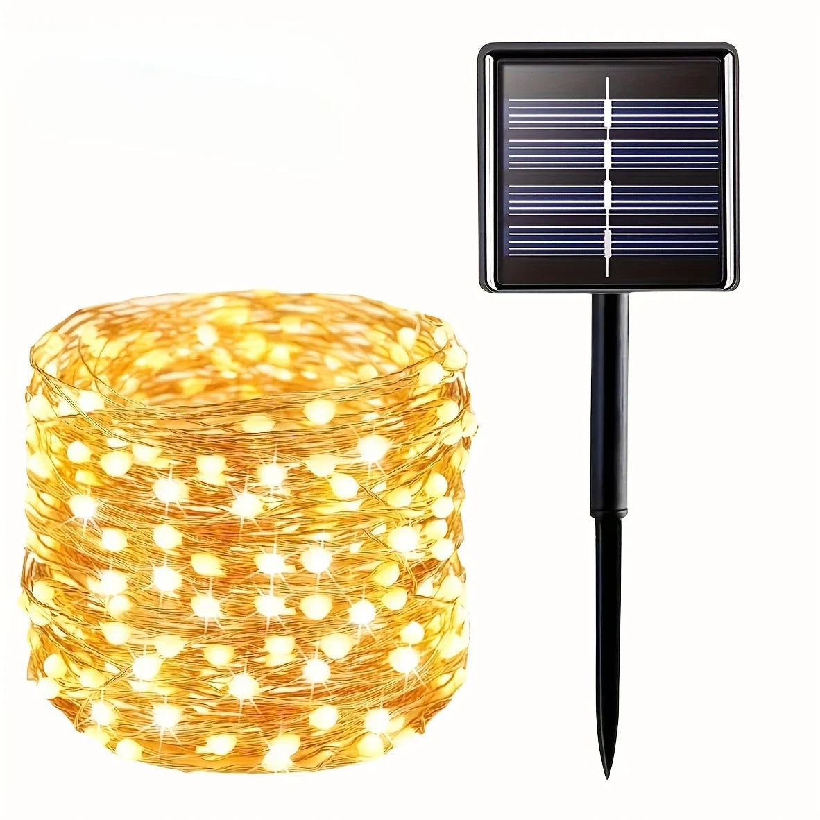 Solar Copper Wire Fairy Lights — 8 Modes, Waterproof, Indoor & Outdoor