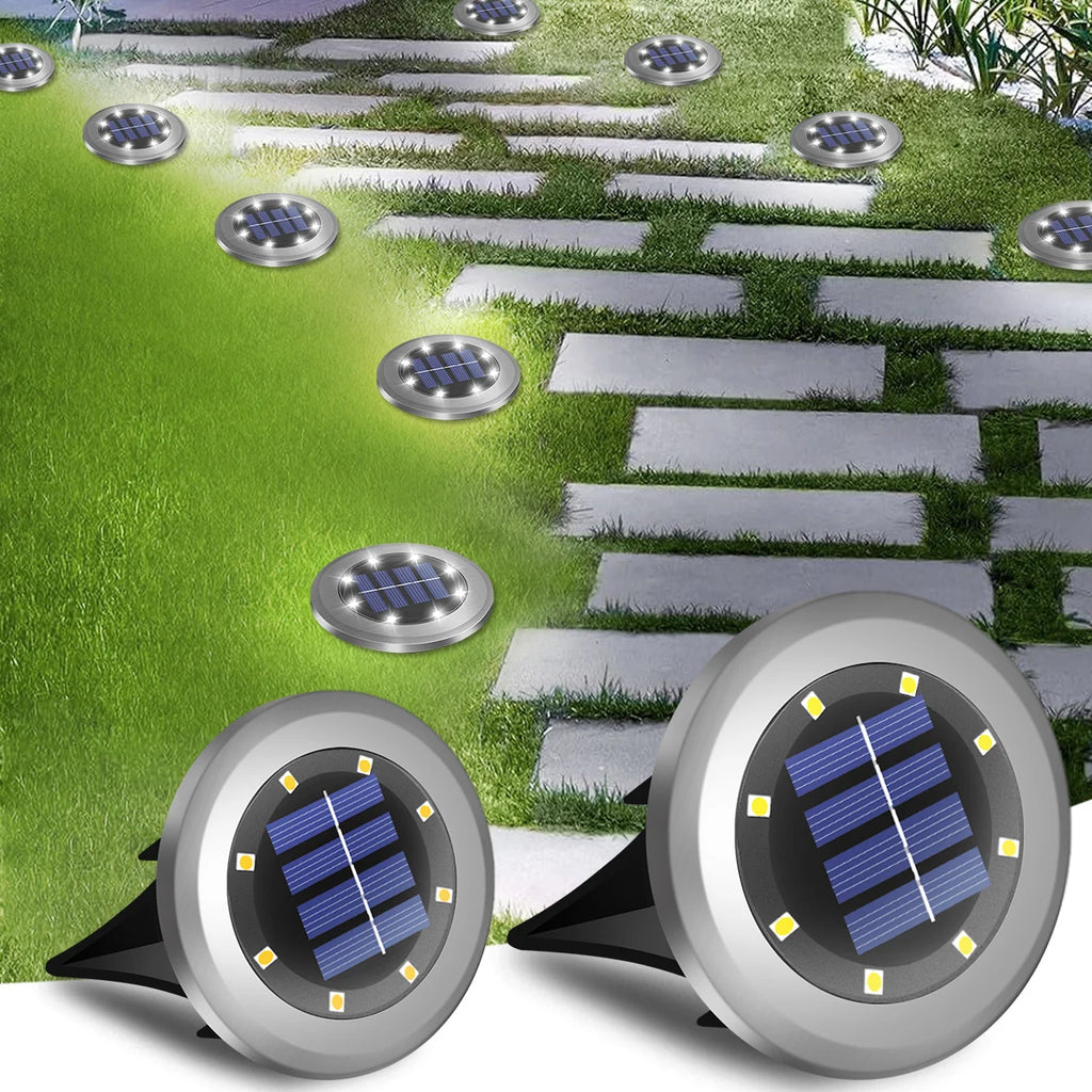 AMARYLLIS Solar Pathway In-Ground Lights – 8 LED Waterproof Outdoor Garden & Driveway Stake Lamps (8 pcs)