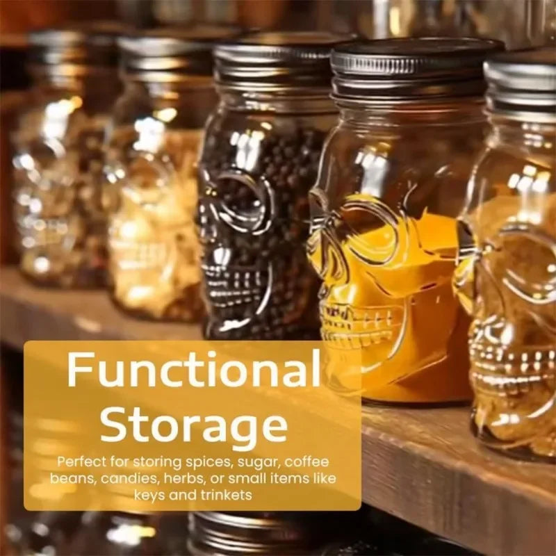 Transparent Skull Plastic Jars — Set of 6, Party & Halloween Decoration