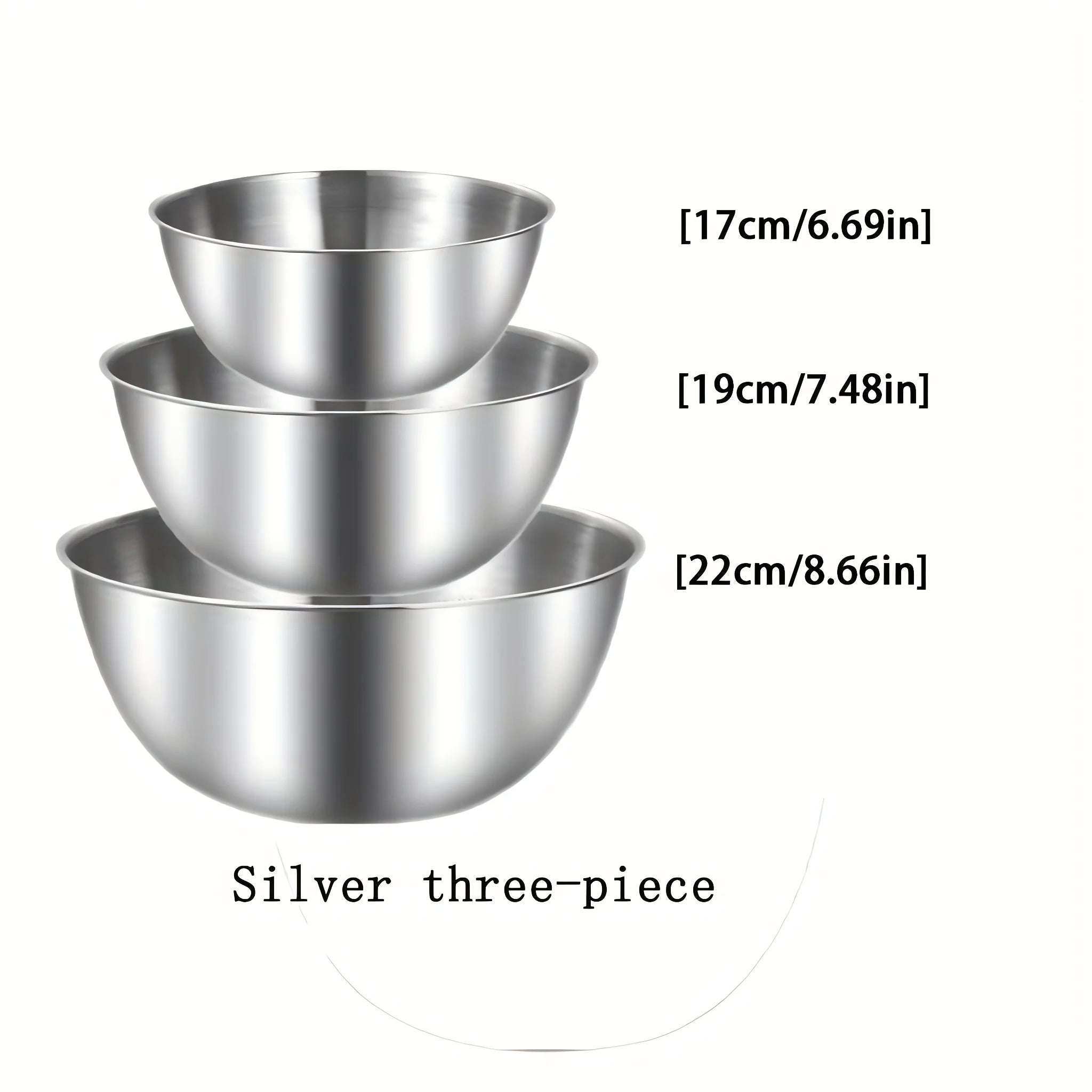 Stainless Steel Mixing Bowl Set of 3 — For Mixing, Kneading & Salads