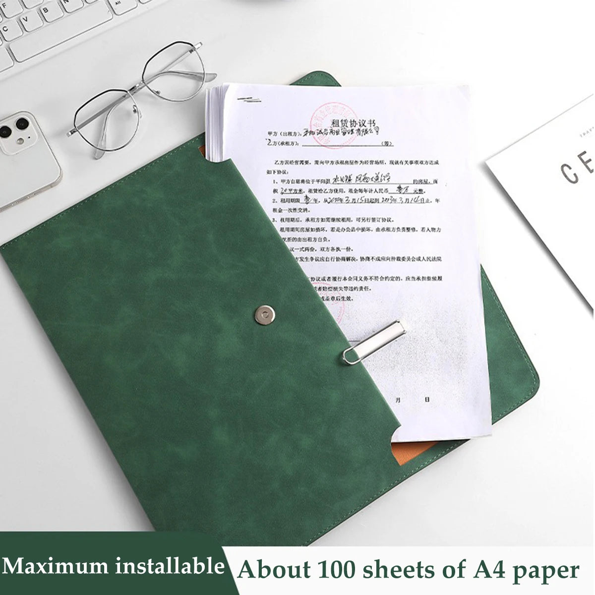 PU Leather File Bag — Waterproof Document Organizer, A4 & A5