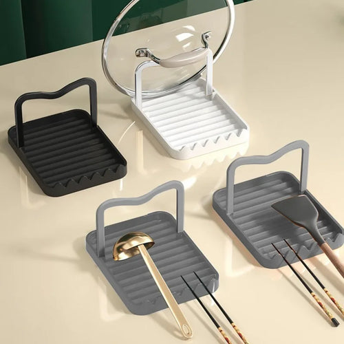 1pcs Spatula Lid Holder Multi-Functional Draining Rack Kitchen Storage Organiser Worktop Spatula Rack Spoon and Spatula Stand