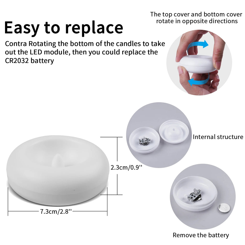 Floating Flameless LED Tealights — Waterproof, Pack of 12 or 24