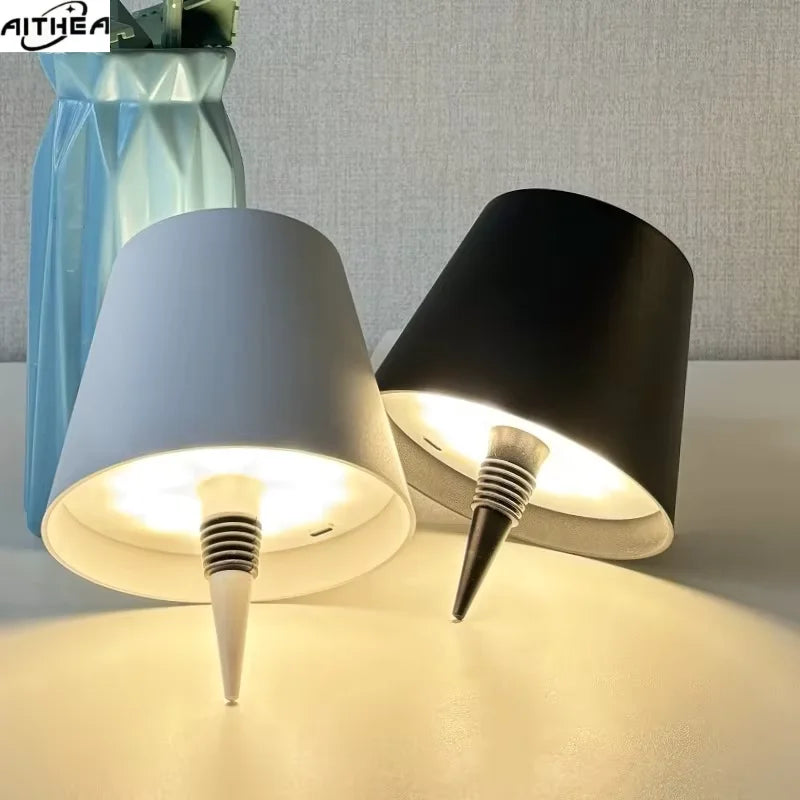 Wireless LED Wine Bottle Table Lamp — Touch Dimming, 3 Colour Temperatures