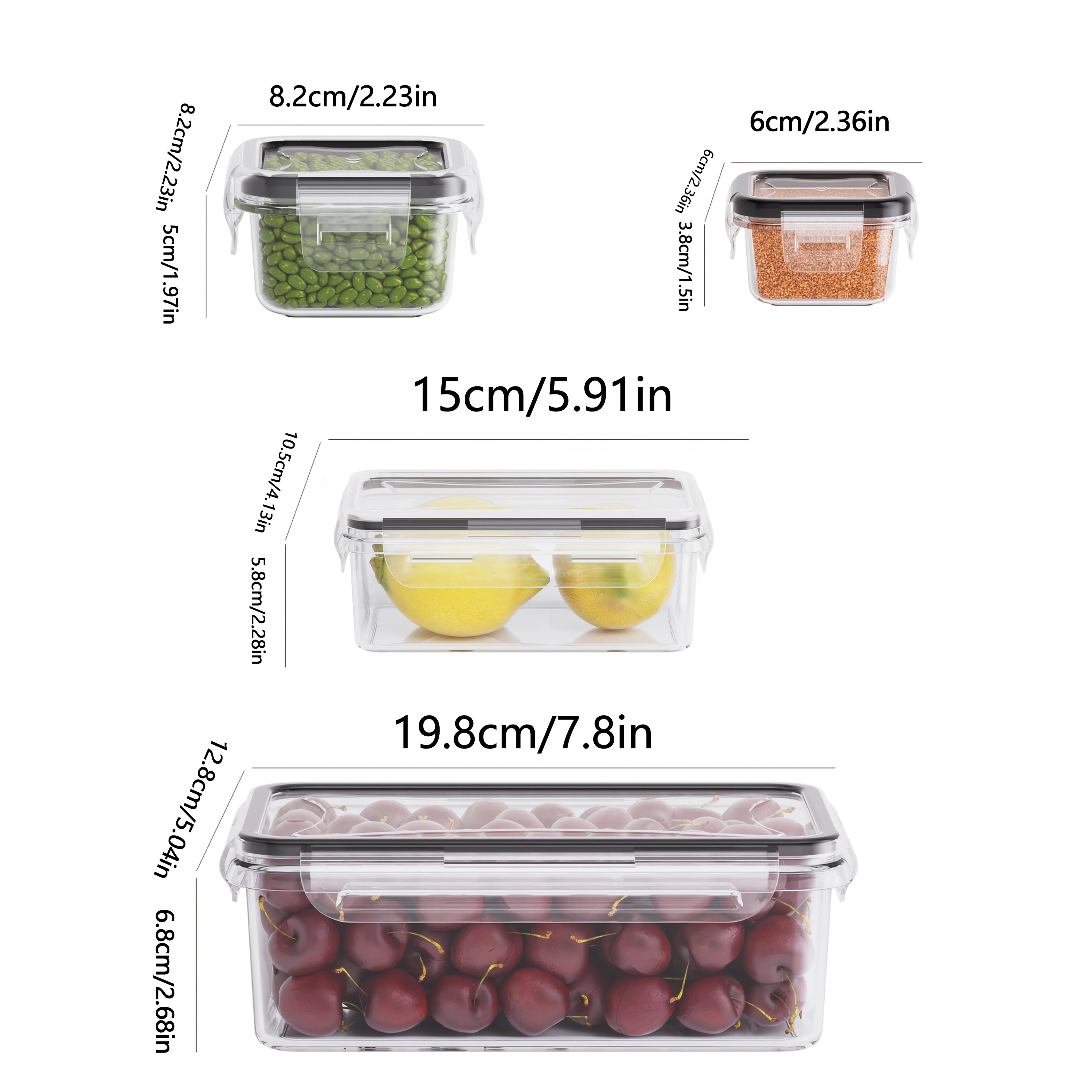 Airtight Food Storage Containers with Snap Lids — Set of 4