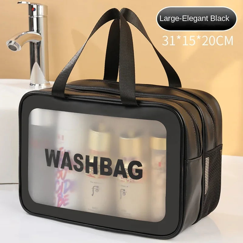 Dry-Wet Separation Toiletry Bag — Double-Layer PU Travel Cosmetic Pouch