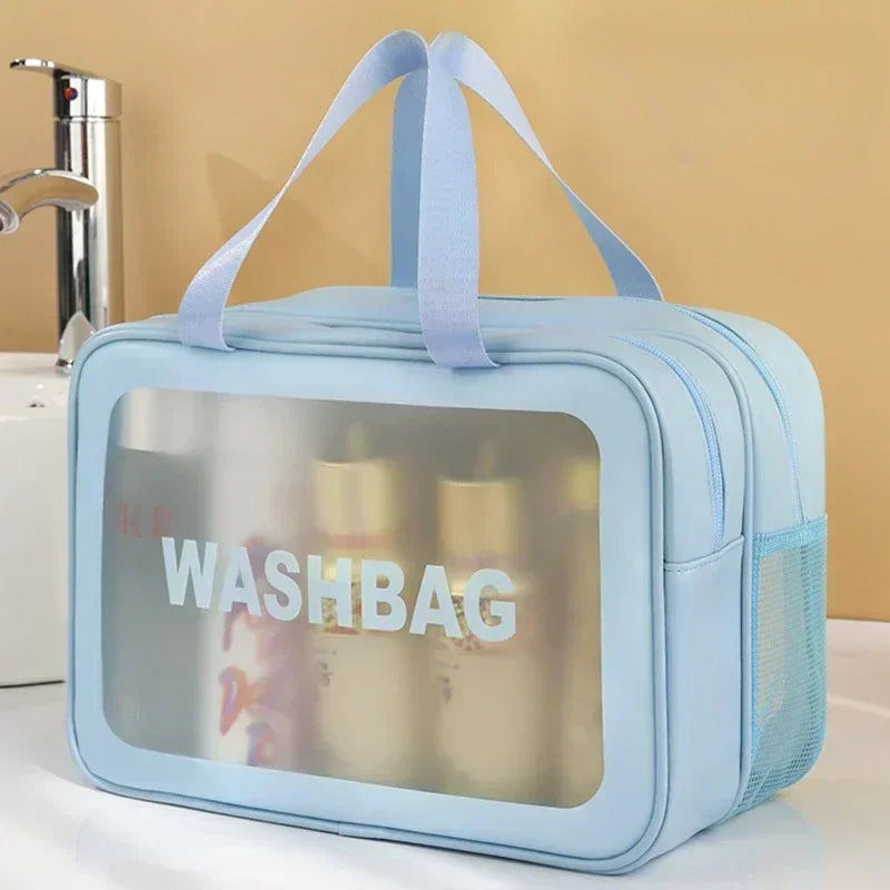Dry-Wet Separation Toiletry Bag — Double-Layer PU Travel Cosmetic Pouch