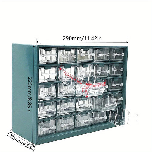 25-Drawer Wall-Mounted Parts Storage Box – ABS Plastic Screw & Component Organizer