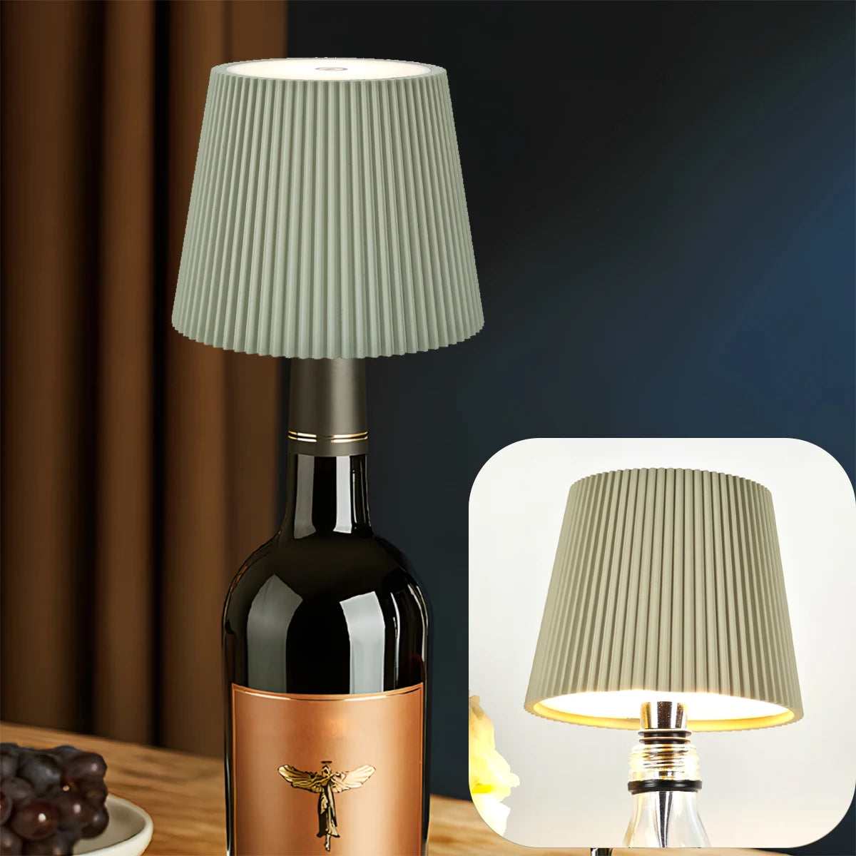 Wireless Wine Bottle LED Lamp — Touch Dimming, USB Rechargeable