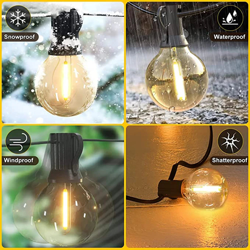 G40 Globe Festoon Outdoor String Lights — Warm White, Dimmable