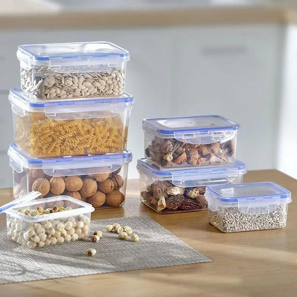 Stackable Fridge Storage Box with Lid — Transparent, Microwave Safe