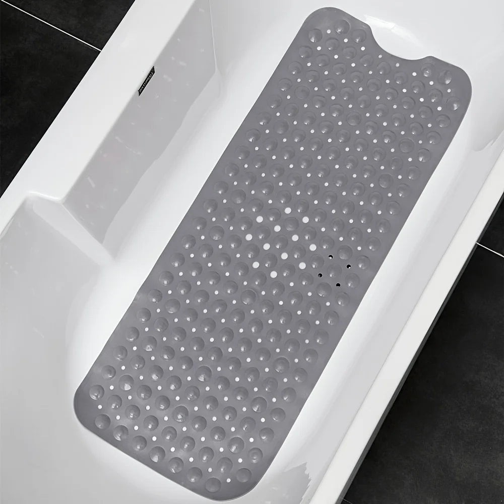 PVC Non-Slip Shower Mat with Suction Cups & Drain Holes — Machine Washable