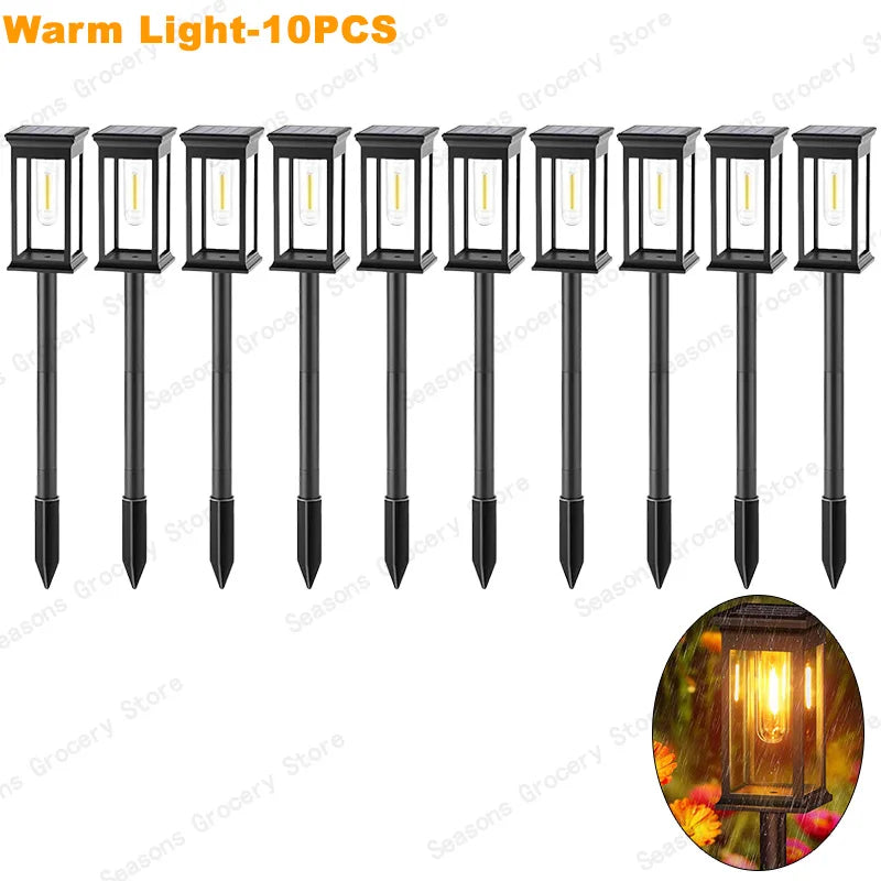 IP65 Waterproof Solar Garden Lights White Warm Light Outdoor Landscape Walkway Lighting Lawn Porch Patio Ambiance Lights