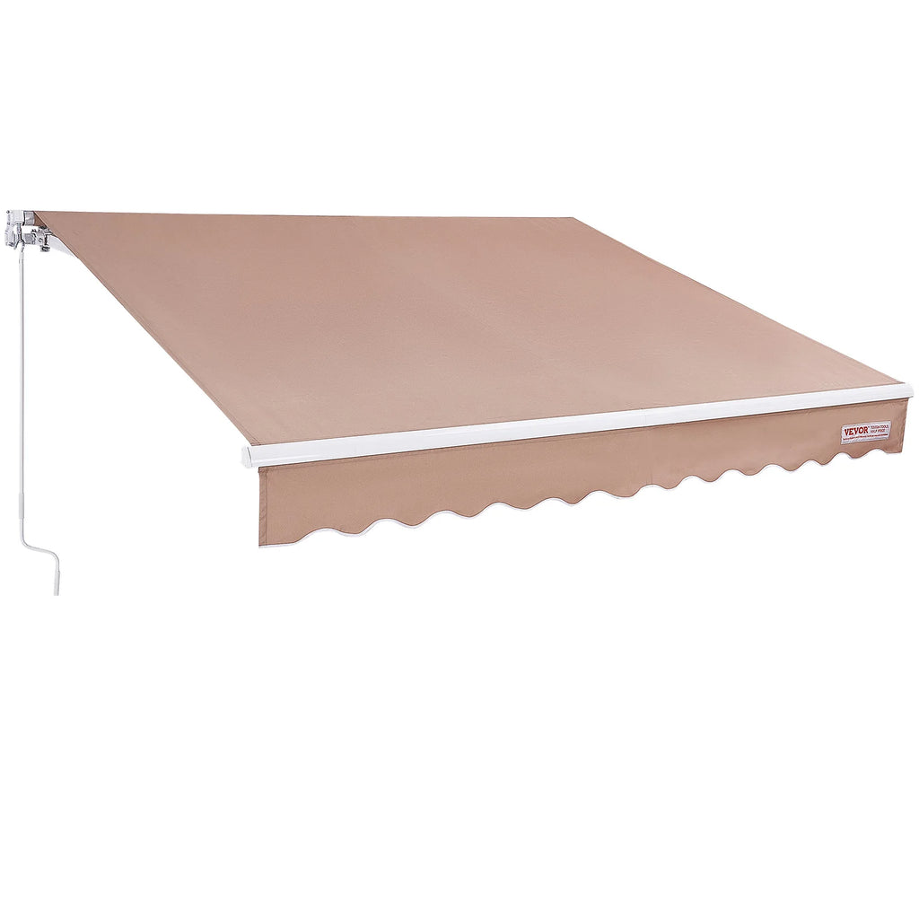 SucceBuy Manual Retractable Awning – UV80+ Waterproof Patio Sunshade 10×8ft