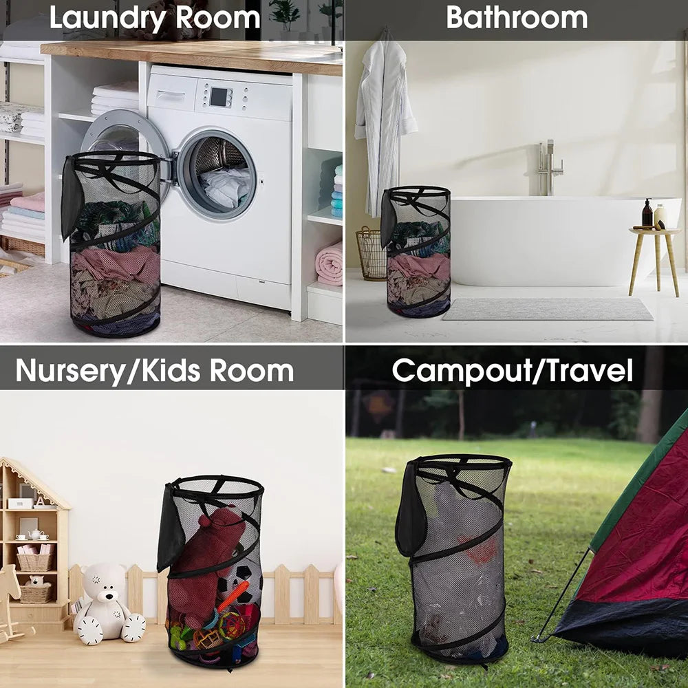 Extra-Large Collapsible Mesh Pop-Up Laundry Hamper