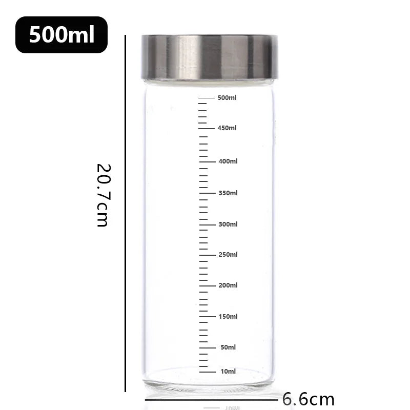 Airtight Glass Storage Cup with Measurement Scale — Heat-Resistant, Portable