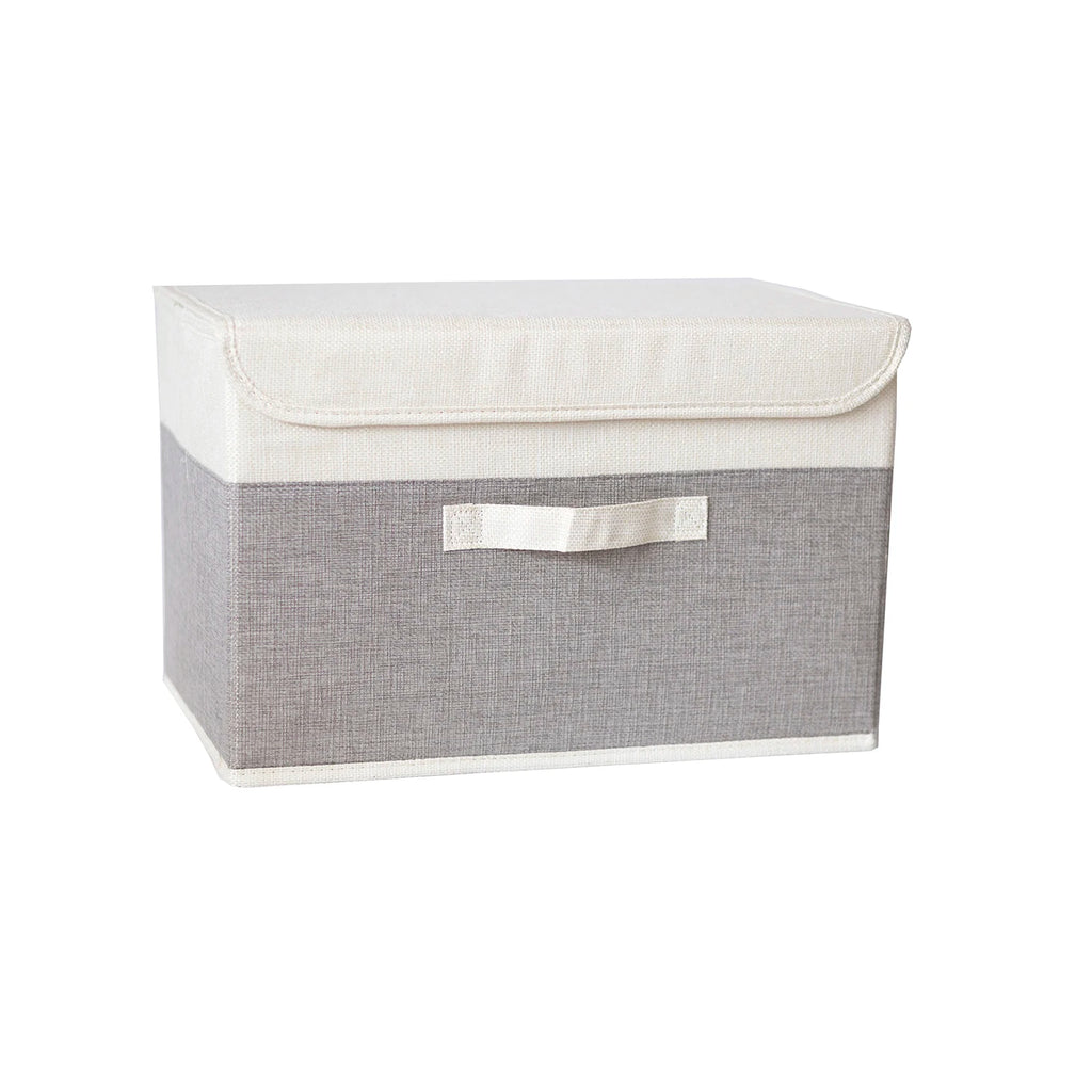 Foldable Cotton Linen Storage Basket with Lid