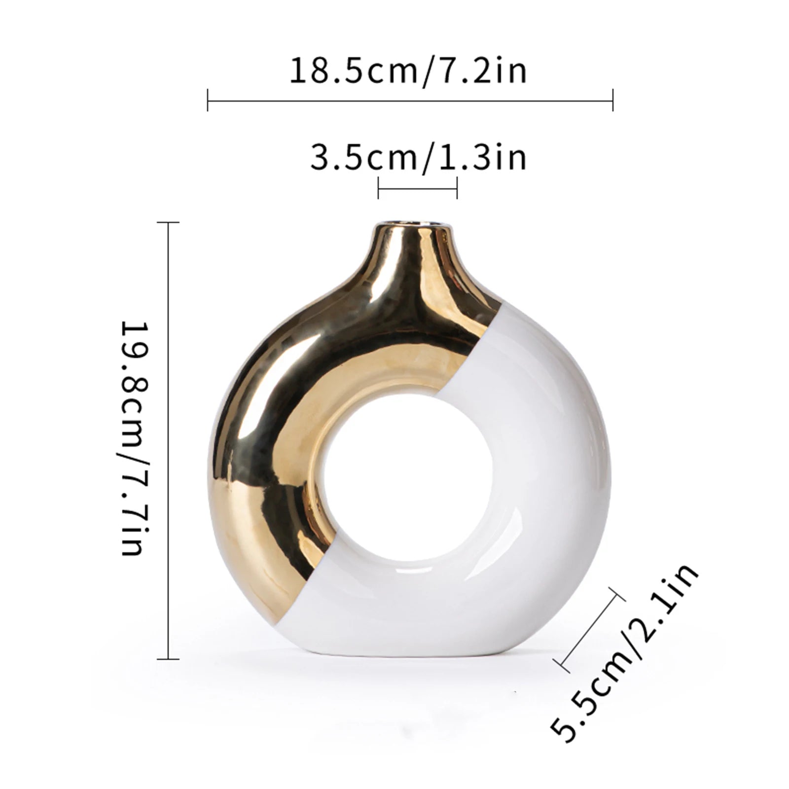 Luxury Nordic Ceramic Vase with Gold Detail — S, M or L
