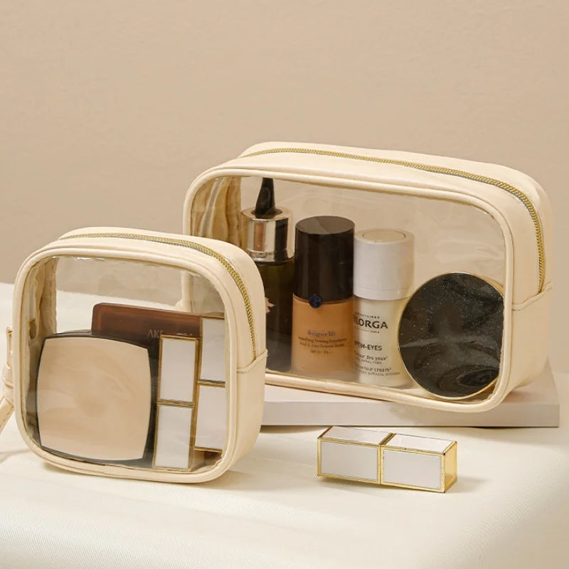 Large Capacity Transparent PVC Makeup Bag — Waterproof Travel Cosmetics Organizer
