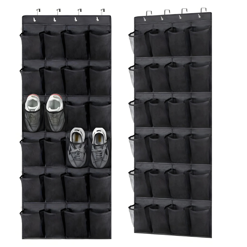 Over-Door Mesh Shoe Organizer — 14, 24 or 40 Grid Pockets, Foldable