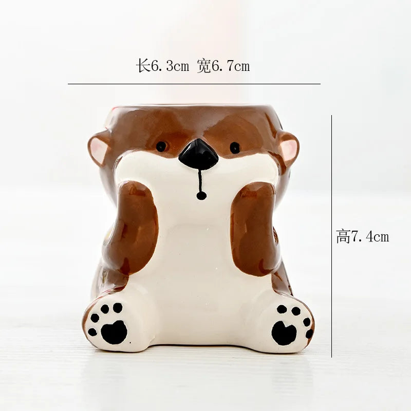 Cartoon Animal Ceramic Flower Pot – Cute Dog & Tiger Desktop Planter