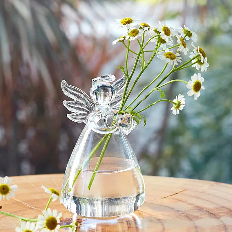Angel Glass Hydroponic Vase — Decorative Flower Arrangement Vessel