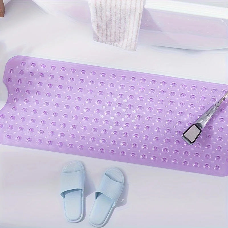 PVC Non-Slip Shower Mat with Suction Cups & Drain Holes — Machine Washable