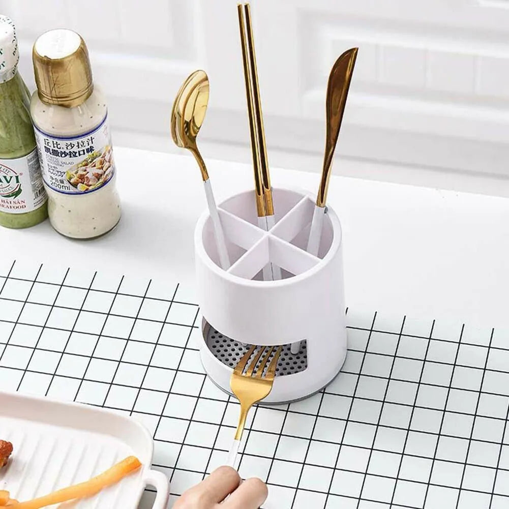 4-Compartment Toothbrush Holder with Drain Tray — ABS Bathroom Organizer